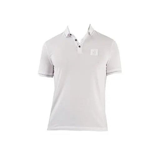 Produktbild: Armani Exchange Men's Regular Fit Cotton Jersey Metallic Icon Patch Polo White,L