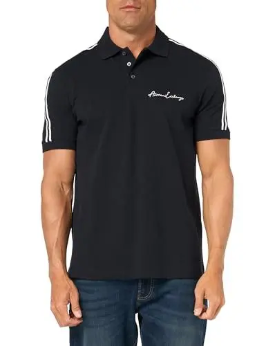 Produktbild: Armani Exchange Men's Regular Fit Stretch Cotton Signature Logo Polo Blue,M