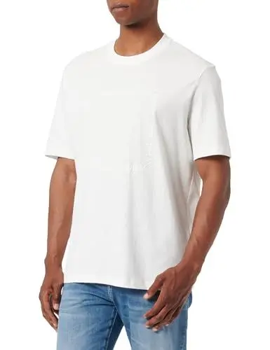 Produktbild: Armani Exchange Men's The Grid, Sustainable, Embossed Logo Lettering T-Shirt Off White,L