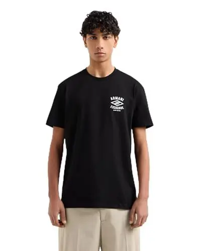 Produktbild: Armani Exchange Men's Utility Edge, Sustainable, Printed Logo Lettering T-Shirt, Black, M