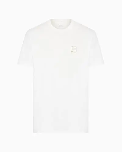 Produktbild: Armani Exchange Men's Utility Edge, Sustainable, eco-Leather Logo Patch T-Shirt, Off White, XL