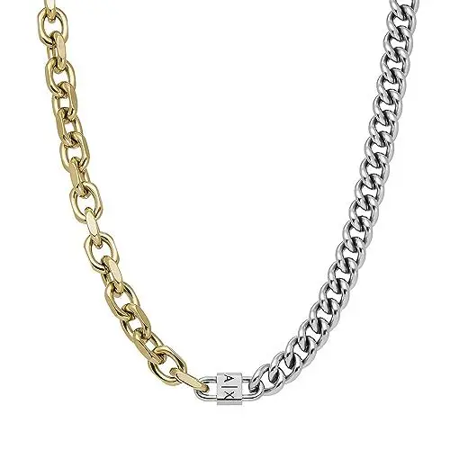 Produktbild: Armani Exchange Herren-Edelstahl-Halskette mit Karabinerverschluss, Length: 190MM+20MM, Width: 6MM