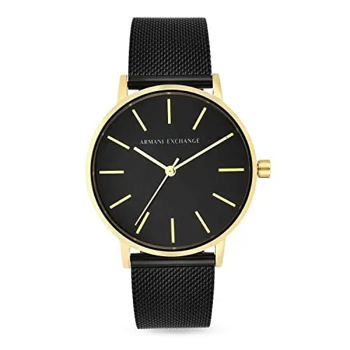 Produktbild: Armani Exchange Uhr für Damen , Dreizeigeruhrwerk, 36mm GoldEdelstahlgehäuse mit Edelstahlarmband, AX5548, Schwarz