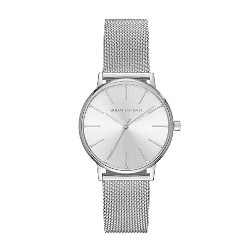 Produktbild: Armani Exchange Uhr für Damen , Dreizeigerwerk, 36mm Silbernes Edelstahlgehäuse mit EdelstahlMeshArmband, AX5535