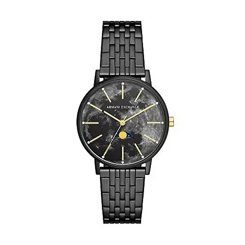 Produktbild: Armani Exchange Uhr für Damen , Quarz/Multi Uhrwerk, 36mm Schwarzes Edelstahlgehäuse mit Edelstahlarmband, AX5587