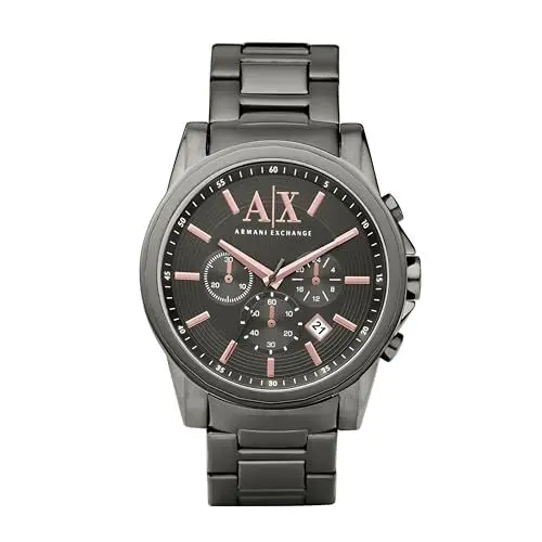 Produktbild: Armani Exchange Uhr für Herren , QuarzChronographenwerk, 45mm Gunmetal Edelstahlgehäuse mit Edelstahlarmband, AX2086