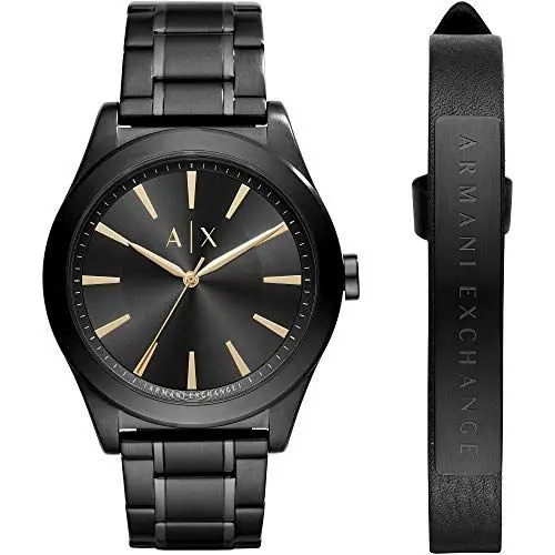 Produktbild: Armani Exchange Uhr für Männer , Dreizeigerwerk, 44mm Schwarzes Edelstahlgehäuse mit Edelstahlarmband, AX7102