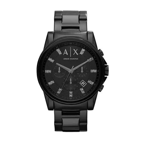 Produktbild: Armani Exchange Uhr für Männer , QuarzChronographenwerk, 45mm schwarzes Edelstahlgehäuse mit Edelstahlarmband, AX2093