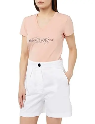 Produktbild: Armani Exchange Unisex Sustainable, Cross Gender, Metallic Botton Shorts, Weiß, XXL EU