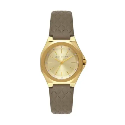 Produktbild: Armani Exchange Watch for Women, Quarz-Dreizeigerwerk und 34 mm Gehäusegröße mit Edelstahl- oder Lederarmband