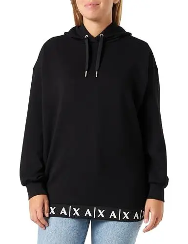Produktbild: Armani Exchange We Beat as one M61 Women's Super soft, side splits, hem logo, hoodieHooded SweatshirtBlackLarge