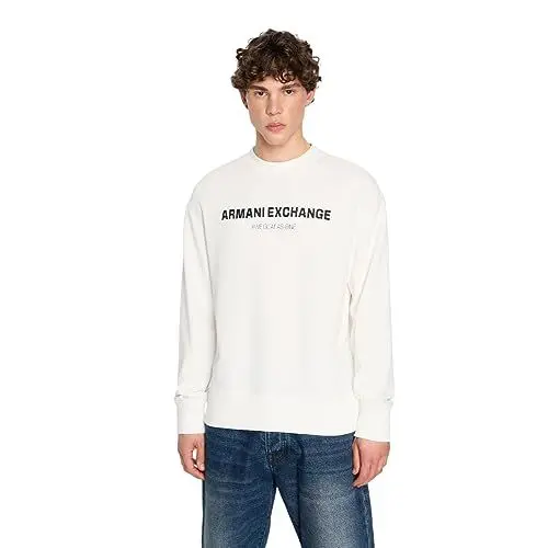 Produktbild: Armani Exchange Men's Limited Edition We Beat as One Capsule French Terry Pullover Sweatshirt, White, XX-Large