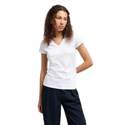 Produktbild: Armani Exchange Women's Arte Sella, V Neck, Tonal Logo Lettering,Slim Fit,White,M