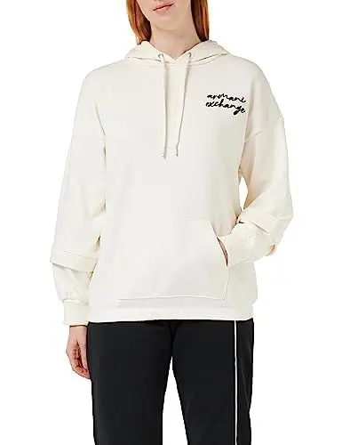 Produktbild: Armani Exchange Women's Bonded Stripe, Contrast Logo line, Hoodie Hooded Sweatshirt, White, 42