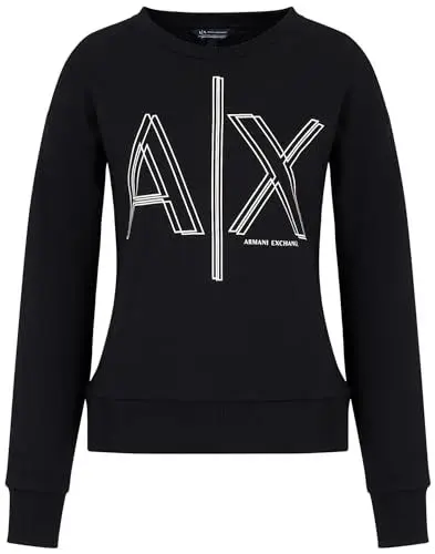 Produktbild: Armani Exchange Women's Sustainable, bidimensional Printed Logo Sweatshirt, Black, XS