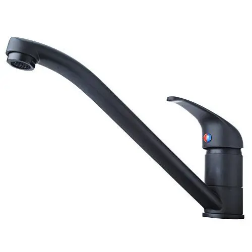 Produktbild: Armatur Küche Küchenarmatur aus Messing, Wasserhahn Küche 360° Drehbar Spültischarmatur, Hochdruck Mischbatterie Einhebelmischer mit 2 Anschlüsse für Kalt- und Wasserwasser Konzipiert, Matt Schwarz