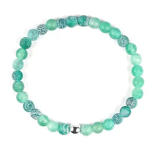 Produktbild: Armband Damen Edelstein Armband mit 6mm Perlenarmband,Handgefertigte elastische Kordel,Heilstein Schutzstein Talisman Glücksbringer Geschenk(Grün)