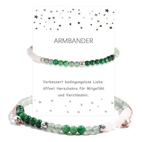 Produktbild: Armband für Frauen Damen - Echtes Naturstein Armband - Perlenarmband für Damen - Heilkristall & Naturstein Schmuck Personalisierte Geschenke für Frauen mit winzigen 4mm Perlen
