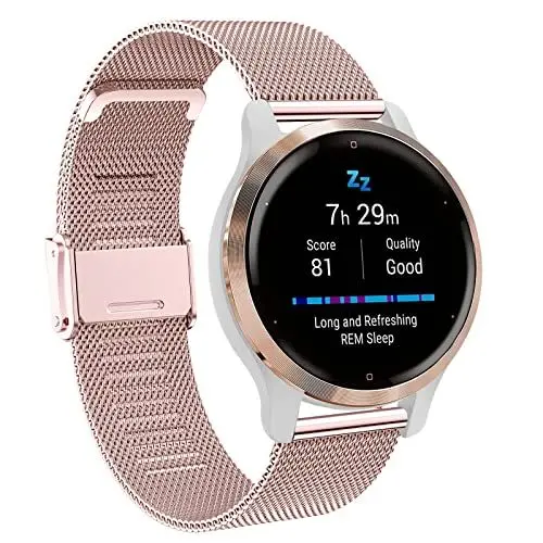 Produktbild: Armband für Garmin Venu 2S Edelstahl, 18mm Metall Ersatzarmband Mesh Armband für Vivoactive 4S 40mm, Forerunner 255S, 255S Music, Vivomove 3S, Fossil Women's Q Venture HR Gen 4, Gen 3, Huawei Watch 1