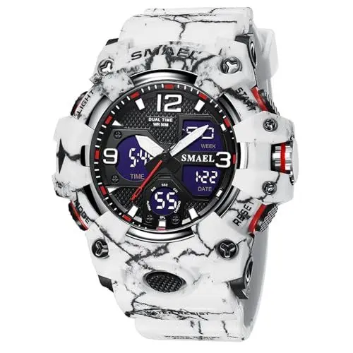 Produktbild: Armbanduhr Herren Digital Militär Uhr Military Watch Tactical Digitaluhr Herrenuhr 5 ATM Wasserdicht Jungen Sportuhr Männer Outdoor Stoppuhr Sport Chronograph Herren Wecker Vibration Schwarz Grün