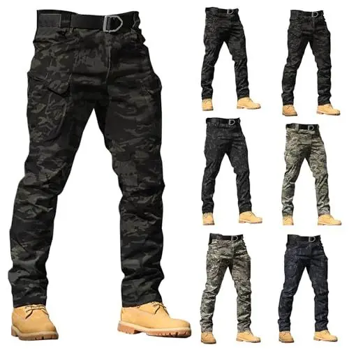 Produktbild: Armee Hose Herren, Cargo Hosen Herren Stretch Lang Outdoorhose Arbeitshosen Männer Cargohose mit Kordelzug Trekkinghose Loose Fit Securityhose Jagdhose Freizeithose Baumwollehose