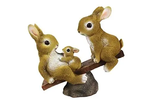 Produktbild: Arnusa Dekofigur Hasen Familie auf Wippe Gartenfigur Tierfigur 26 x 25 cm Tier Deko Figur Gartendekoration