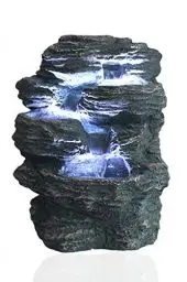 Produktbild: Arnusa Springbrunnen Niagara mit LED Beleuchtung IN-&Outdoor Zimmerbrunnen Gartenbrunnen Luftbefeuchter, Grau Natur