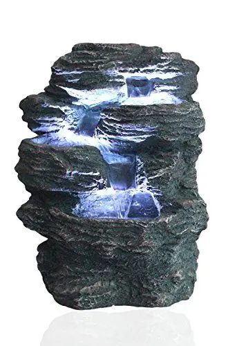 Produktbild: Arnusa Springbrunnen Niagara mit LED Beleuchtung IN-&Outdoor Zimmerbrunnen Gartenbrunnen Luftbefeuchter, Grau Natur