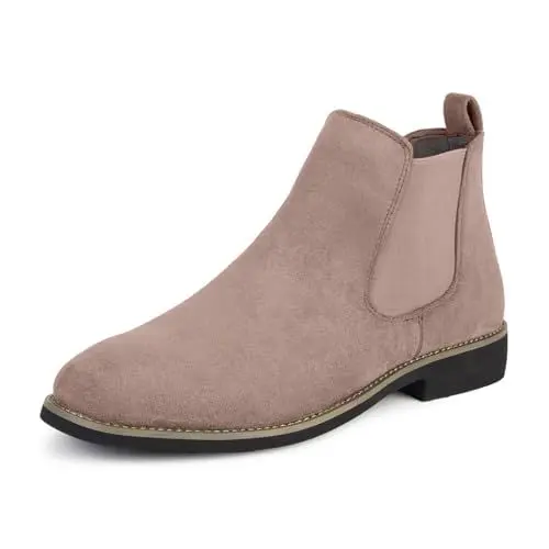 Produktbild: Aro Lora Herren Chelsea Stiefel aus Wildleder Klassische Slip on Stiefel für Herren Hellbraun 46