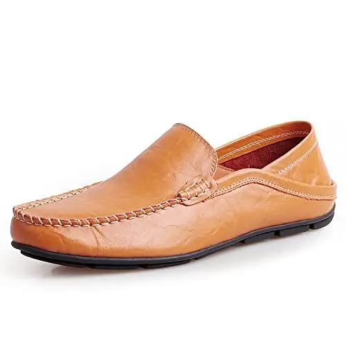 Produktbild: Aro Lora Herren Mokassins Slipper Business Penny Loafers Schuhe Leder Schuhe Komfort Fahrschuhe Flache Hausschuhe Gelb 42 EU
