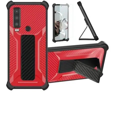 Produktbild: Aroepurt Hülle Für Cat S75 Hülle Case Handyhülle Schutzhülle Cover (mit gehärtetem Glas-Screen-Protector) Hybrid (Folding Support Magnetic) (Frosted Anti-Fingerprint) Rot