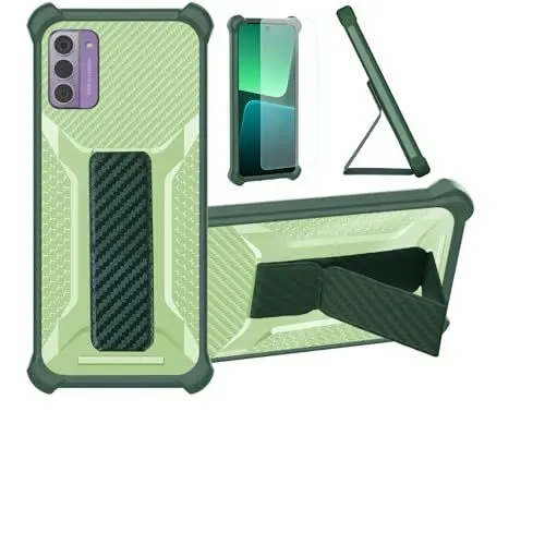 Produktbild: Aroepurt Hülle Für Nokia G42 5G Hülle Case Handyhülle Schutzhülle Cover (mit gehärtetem Glas-Screen-Protector) Hybrid (Folding Support Magnetic) (Frosted Anti-Fingerprint) Grün