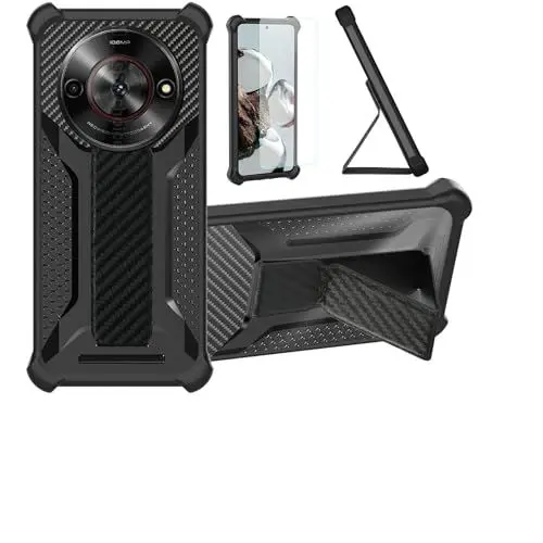 Produktbild: Aroepurt Hülle Für Nubia Focus 5G Hülle Case Handyhülle Schutzhülle Cover (mit gehärtetem Glas-Screen-Protector) Hybrid (Folding Support Magnetic) (Frosted Anti-Fingerprint) Schwarz
