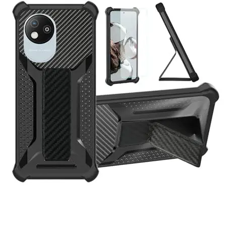 Produktbild: Aroepurt Hülle Für Zte Blade A35 Lite Hülle Case Handyhülle Schutzhülle Cover (mit gehärtetem Glas-Screen-Protector) Hybrid (Folding Support Magnetic) (Frosted Anti-Fingerprint) Schwarz