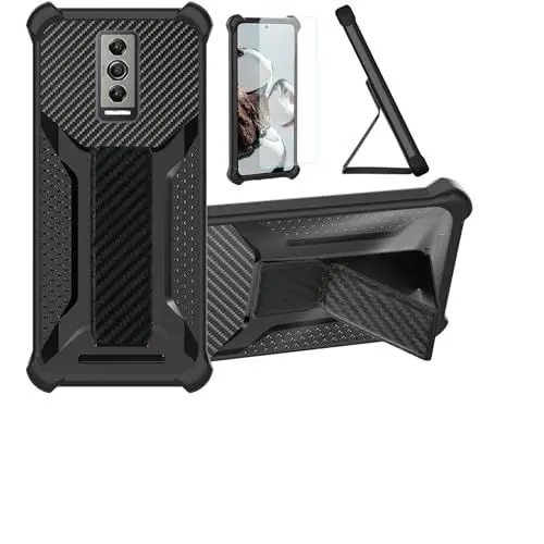 Produktbild: Aroepurt hülle Kompatibel Für Doogee Blade 10 Pro Hülle Case Handyhülle Schutzhülle Cover (mit gehärtetem Glas-Screen-Protector) Hybrid (Folding Support Magnetic) (Frosted Anti-Fingerprint) Schwarz