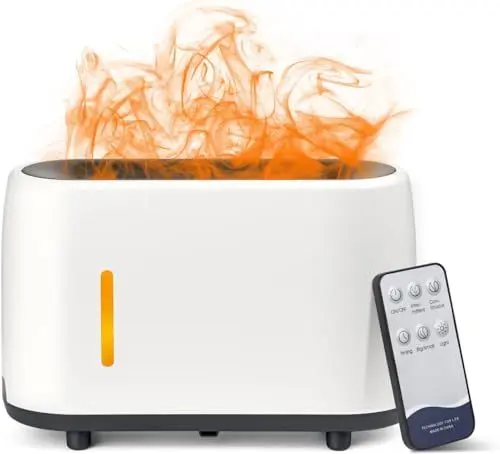 Produktbild: Aroma Diffuser, 240ml Diffuserätherische öle,Flame Duftöl Diffuser Mit 7-Farbigem LED-Licht, Fernbedienung, Timer-Einstellung, Automatische Wasserlose Abschaltung Für Schlafzimmer, Büro, Wohnzimmer