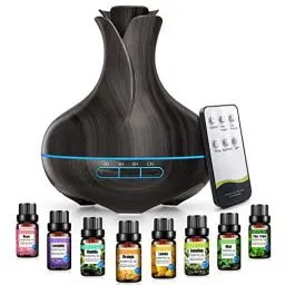 Produktbild: Aroma Diffuser, 600 ML Mit 8 Ätherischen Ölen, Luftbefeuchter Schlafzimmer, Luftbefeuchter mit Fernbedienung, 4 Timer, Automatische Wasserlose Abschaltung für Große Räume