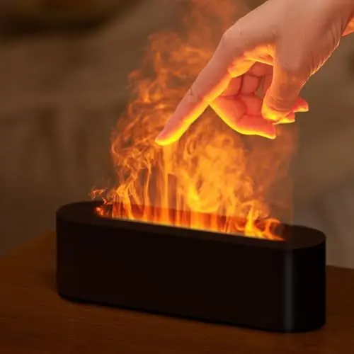 Produktbild: Aroma Diffuser mit Flammen Effekt, 150ml Luftbefeuchter Humidifier DuftöL Diffuser mit 7 LED, Ätherische Öle Diffuser Flame Aroma Diffuser Wasserlose Abschaltautomatik für Zuhause Büro Raumduft Yoga