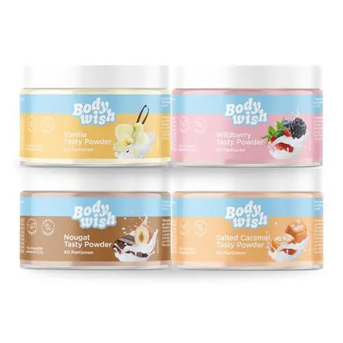 Produktbild: Aromapulver ohne Zucker | Chunky Mixed Edition | Pulver Ohne Kalorien | Natürlicher Geschmack - Zuckerersatz Ohne Zucker | Vanille - Wildberry - Nougat - Salted Caramel | 4 x 150gr