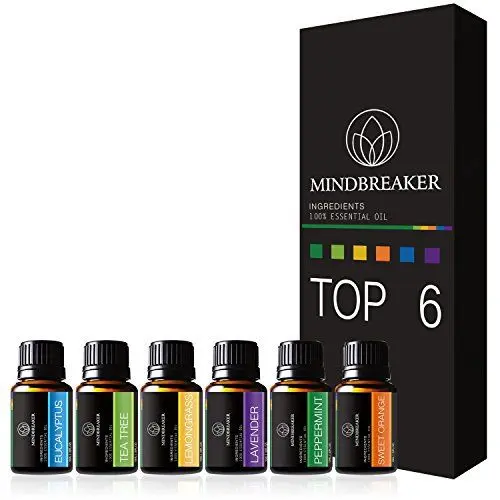Produktbild: Aromatherapie ätherisches Öl Set– 6 Flaschen Aromatherapie ätherisches Öl Eukalyptus, Lavendel, Teebaum, Zitronengras, Süßorange, Pfefferminzöl. Funktioniert für alle Öldiffuser