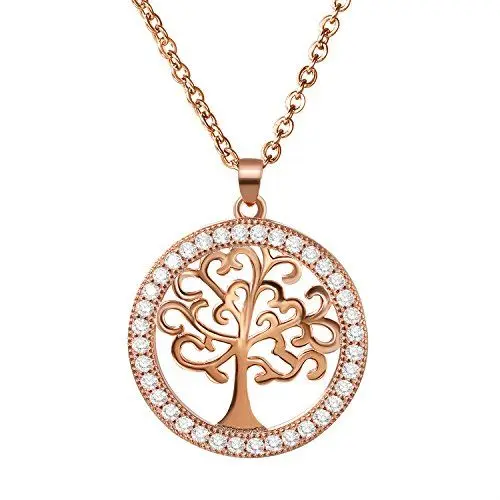 Produktbild: Aroncent 925 Sterling Silber Damen Kette Lebensbaum mit Zirkone Halskette mit Anhänger Rosegold Schmuck Geschenkidee für Frau Mutter