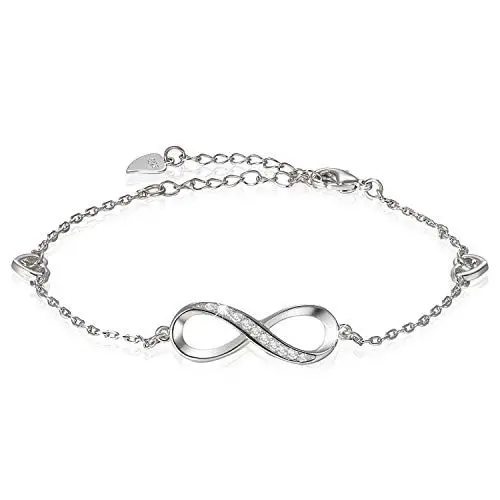 Produktbild: Aroncent Armband Infinity Armkette Kupfer Verstellbar Fußkettchen Armreifen Fußkette, Silber