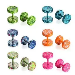 Produktbild: Aroncent Ohrringe Creolen Tunnel Ohrstecker: 6 Paare Herren Damen Fake Plug Ohrstecker Set Holz Hantel Ohr Piercing Türkis Ohr Ohrringe Edelstahl Ohrringe klassische Runde Design Unisex
