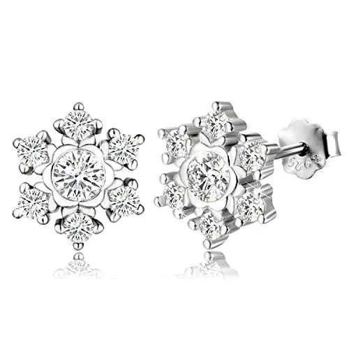 Produktbild: Aroncent Ohrstecker Damen Schneeflocke 925 Sterling Silber Zirkonia Ohrringe Weihnachten für Frau Mädchen
