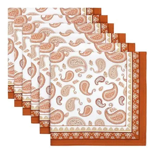 Produktbild: Arquiel Servietten Paisley Muster Boho 6er-Set, Stoffservietten 100% Baumwolle Weiches Hochwertige Wiederverwendbare Esstisch Servietten Perfekt für Hochzeiten Küche Haushalt Party(45×45cm)