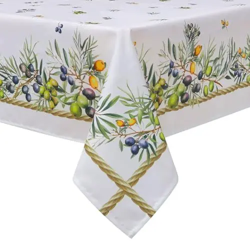Produktbild: Arquiel Tischdecke Rechteckige Florale, Tischtuch Oliven Blumen Wasserabweisend StrapazierfäHiges Aquarell, Abwischbar Tischdeck FüR Abendessen, KüChe, Hochzeit, Drinnen, FrüHling/Sommer(152 x 213 cm)