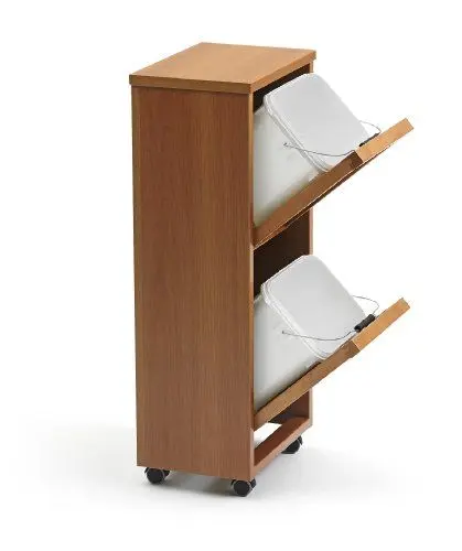 Produktbild: Arredamenti Italia ARREDAMENTIITALIA Mülltrennsystem Madera 2, Holz - 2 abnehmbare Körbe - Farbe: Kirsche Holz AR-It il Cuore del Legno…
