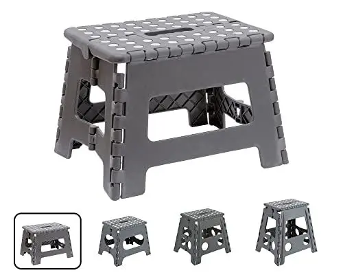 Produktbild: ARREGUI TB-022-G Kleiner Klapphocker | Falthocker für Kinder und Erwachsene | Tragbarer und Faltbarer Klapphocker | 150 Kg Belastbarkeit | Hocker für Küche, Bad, Camping, Garten | 22 cm hoch | Grau