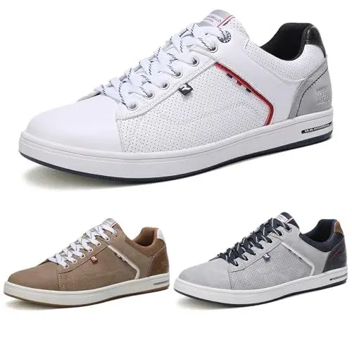 Produktbild: ARRIGO BELLO Sneaker Herren Schuhe Business Freizeitschuhe Leichte Trainers für Walking, Laufen, Sport Größe 41-46 (46, A_Weiße)