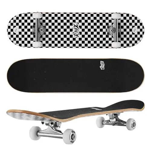 Produktbild: ARROW BOARD Standard-Skateboards für Kinder, Anfänger, 31 x 8 Zoll, kanadisches Ahornholz, Double Kick Concave-Deck | Profi-Trucks | Skateboard für Cruising und Tricks(Klassisch)